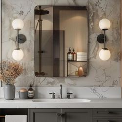 Stainless Steel Metal Bronze Wall Mirror for Bathroom, 22" X 30" Retails $176