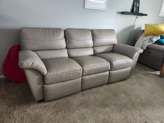 Grey leather recliner couch