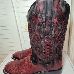 Corral Boots Ostrich Red Cherry Western Boots A4776 Men's Size 12 D
