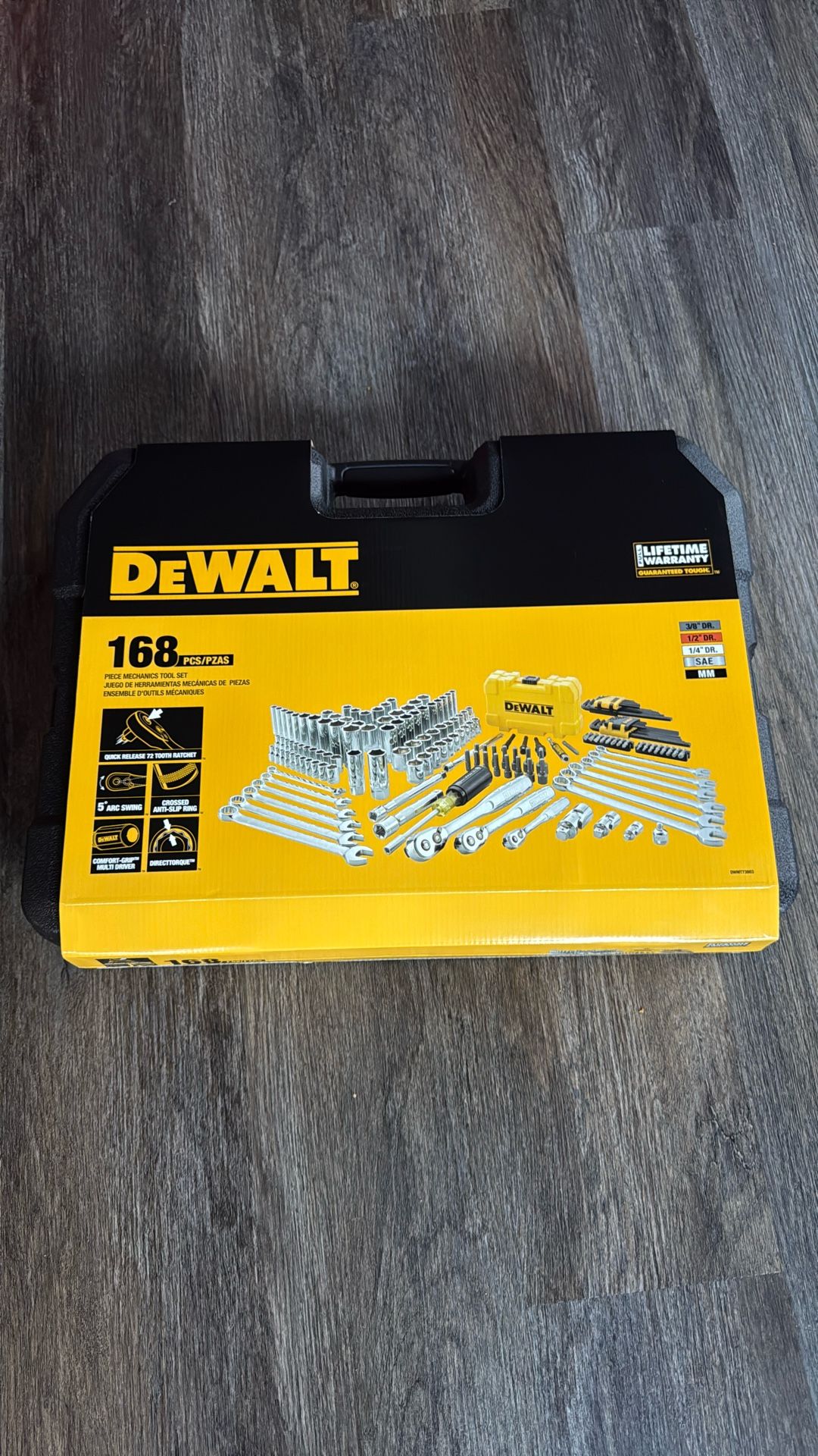 DEWALT 1/4 in., 3/8 in. and ½ in. Drive Polished Chrome Mechanics Tool Set (168-Piece)