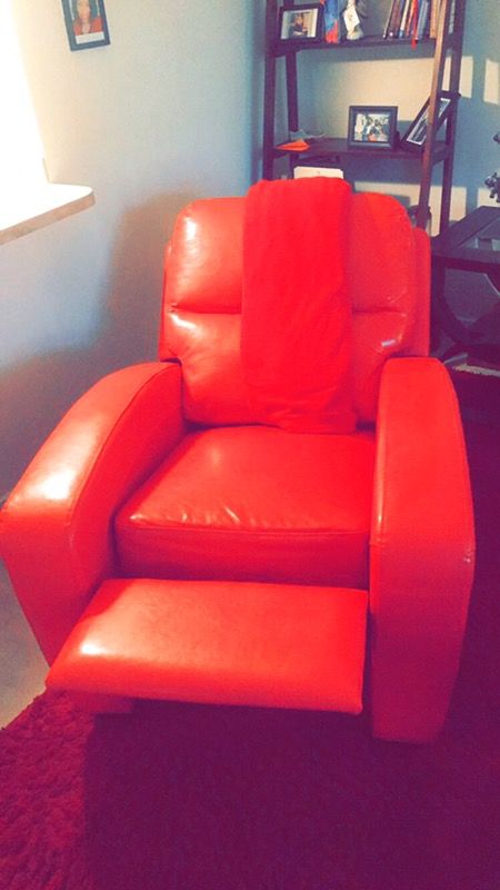 Red Leather Reclining Chair-Pick Up Only