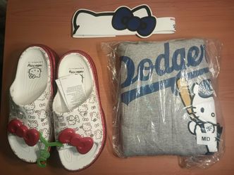 Dodgers Hello Kitty Sweater and Crocs