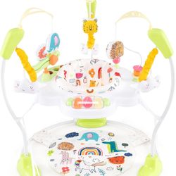 BABY JOY Baby Jumpers and Bouncers, Infant Activity Center with Music Lights Sounds, 360° Rotating Seat and 3 Adjustable Heights, Baby Play and Learni
