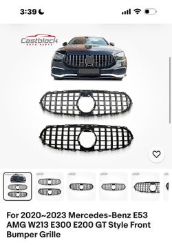 For 2020~2023 Mercedes-Benz E53 AMG W213 E300 E200 GT Style Front Bumper Grille