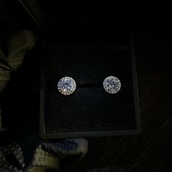 Moissanite Diamond Round Pave Earrings 6.5mm