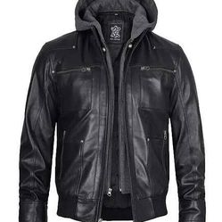 Brand New Size Medium Men's Leather Fitted Jacket By Guess.