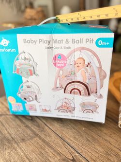 Rainbow Baby Play Mat Baby Gym,Ball Pit Including 30 with 5 Infant Learning Sensory Baby Toys
