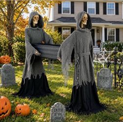 Grim Reaper Skeleton Halloween Outdoor Decoration Set