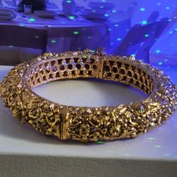 KUNDAN 1894 22K GP FILIGREE ART DECO BANGLE
