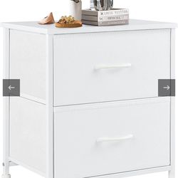 White 2-Drawer Fabric Dresser Nightstand new