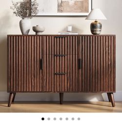 47" Walnut Sideboard Buffet Cabinet with 3 Drawers