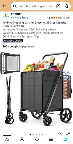 NEW Folding Grocery Shopping Cart with swivel wheels 360 lbs