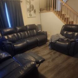 Genuine Leather Recliner Couch, Loveseat, and Chair