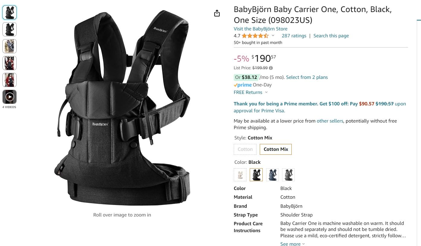 Baby Bjorn Baby Carrier One For Sale