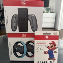 Nintendo Switch 2 - Charging Grip, Wheel, &  Samsung microSD Express Card - 256GB for