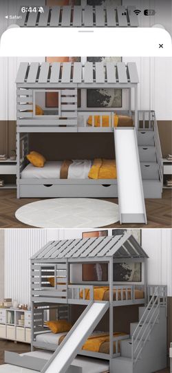 Bunk bed / twin house bed with slide