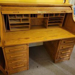 Solid Oak Roll Top Desk