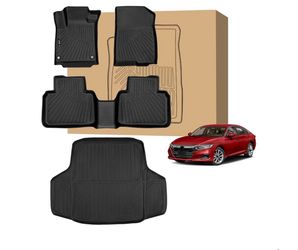 Peleus Floor Mats for Honda Accord 2018-2022, TPE All Weather Protection 2 Row Car Floor Liners with Cargo Liner for Honda Accord Accessories Trunk Ma