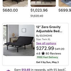 Wayfair Queen Size Adjustable Zero Gravity Bed