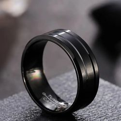Men's Black Tungsten Ring, 8mm Wide Comfort Fit Size 9