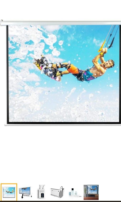 Pyle 84" Portable Motorized Matte White Projector Screen - Automatic Projection Display with Wall/Ceiling Mount, Remote and Case - for Home Movie Thea