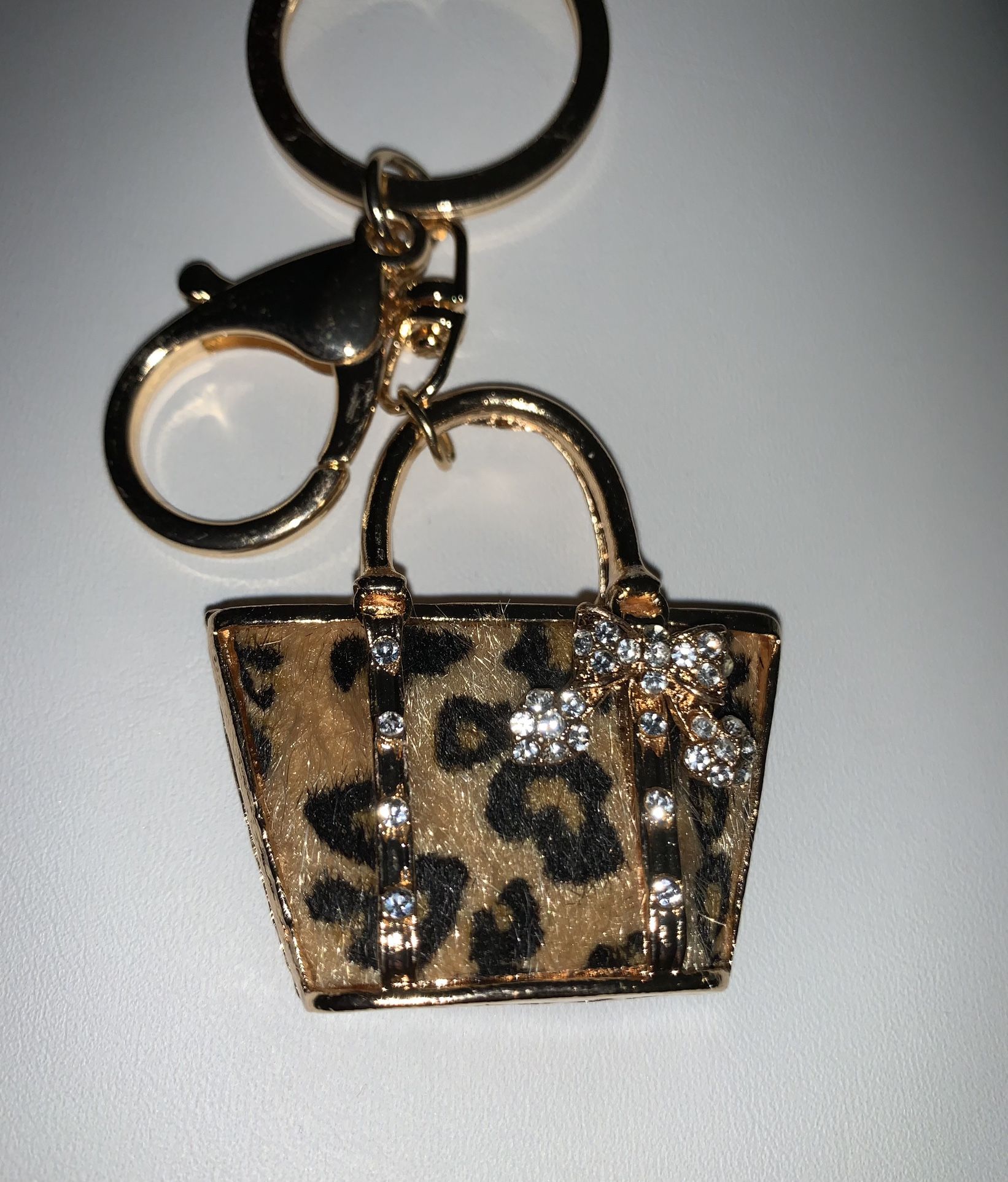 NWT Fur & Rhinestone Bag Charm/Keychain