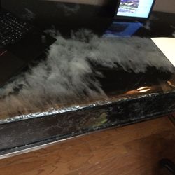 EXCELLENT FOR HOLIDAY BUFFET TABLE GRANITE LOOK CHROME TABLE OR DESK..MADE WITH EPOXY. ROCK LOOK EDGES….GLOSSY BLACK WITH GRAY DESIGN…72X24X32H 