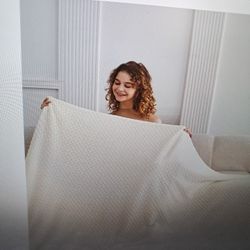 Oversized King Fleece Blanket 120x120 Inches Seamless Soft Cozy 3D Jacquard Flannel Blanket 10x10 Extra Large For Bed