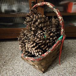 Basket With Pinecones