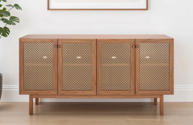 Mistana Keegan TV Stand in Oak/Gold on Wayfair⁠