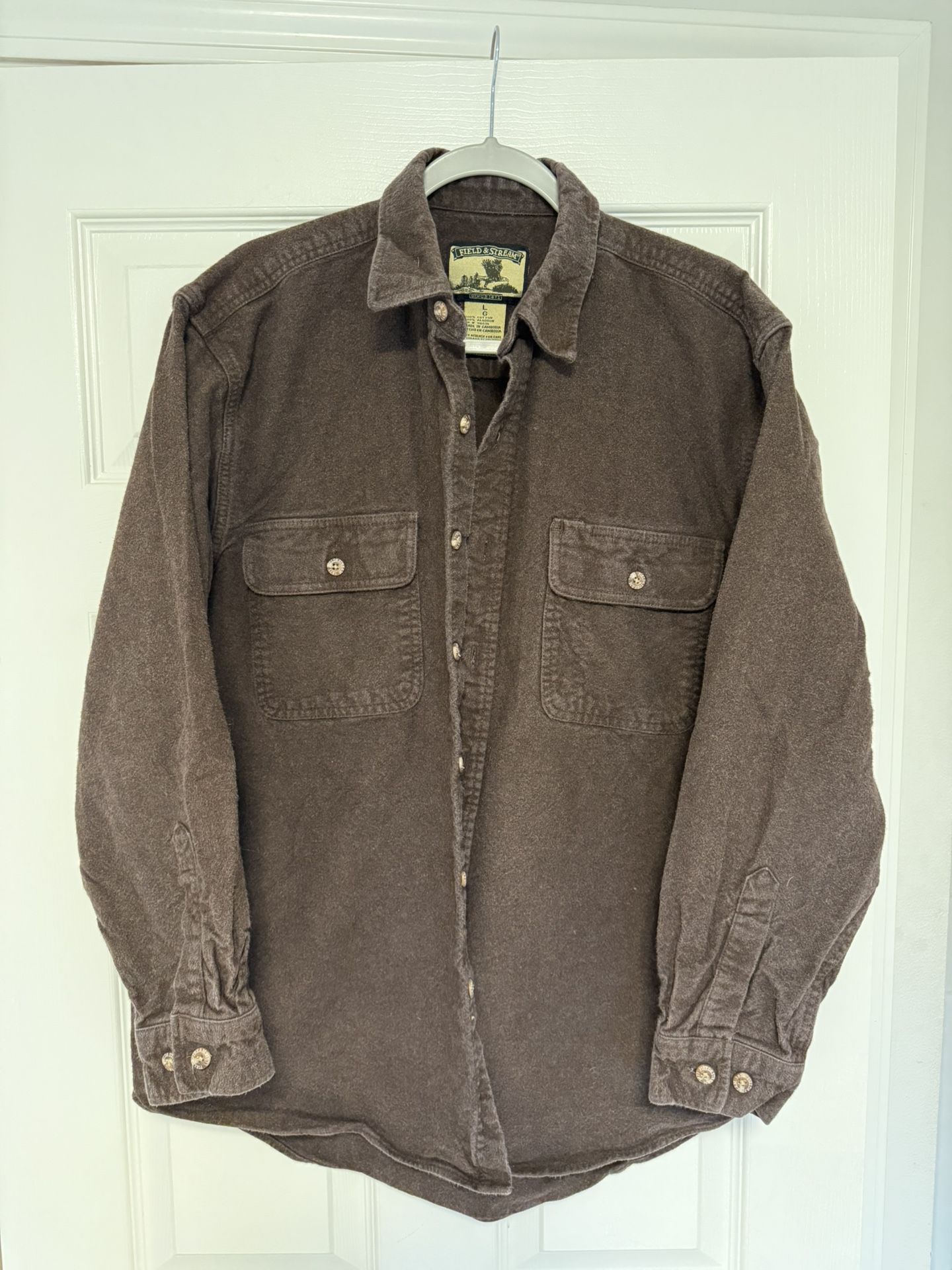 Men’s Long Sleeve Shirt Cotton Heavyweight Size L