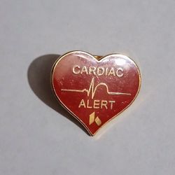 Cardiac Alert Heartbeat Red Heart Vintage Collectible Lapel Pin A-1