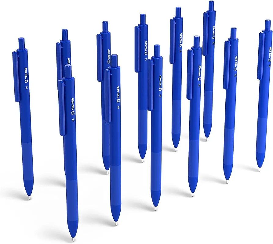 TRU RED TR59162 Ballpoint Gripped Retractable Pen, Medium Point, 1.0mm, Blue, Dozen

Pack of 96 boxes one boxs has 12 pens all retail for $950 all for