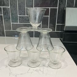 VTG Clear Glass Footed Ice Cream /sundae/desert Dishes (6)