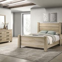 4 PC Queen Bedroom Set With Queen Bedframe Dresser Mirror Nightstand On Sale Now Don't Miss