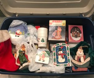 Big box of Christmas decor