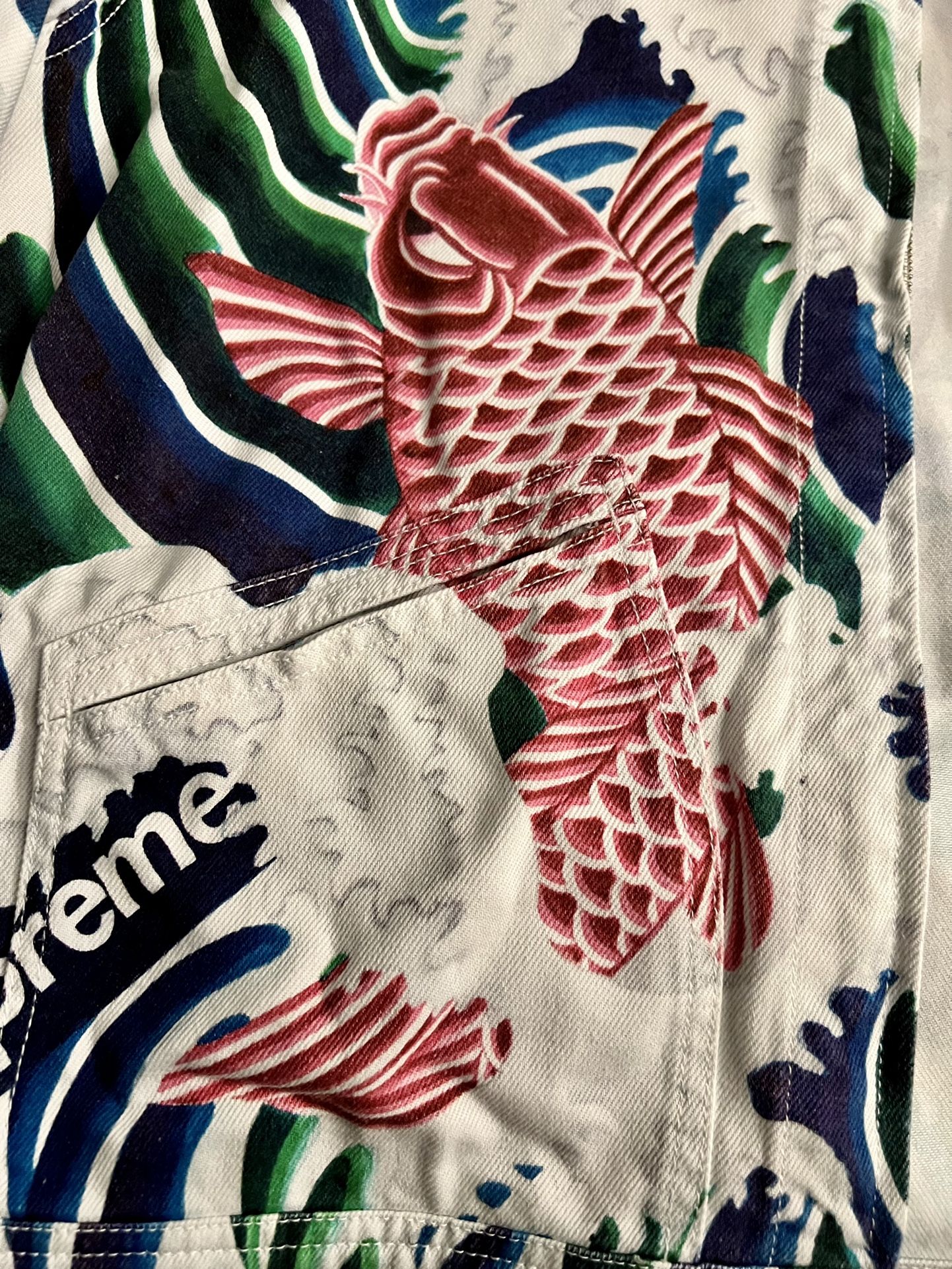Supreme Waves Koi Fish Work Jacket Multi Color XL for Sale in El