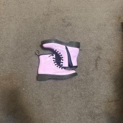 Pink Patent Leather Kids Lace-Up Boots