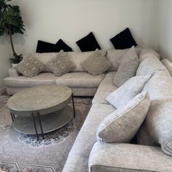 Modern Light Gray Sectional Sofa – Gently Used, Great Condition