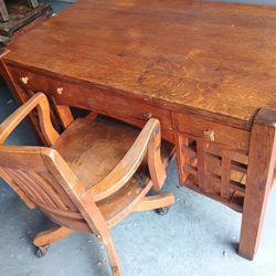Vintage Antique Chair And  Office Desk 