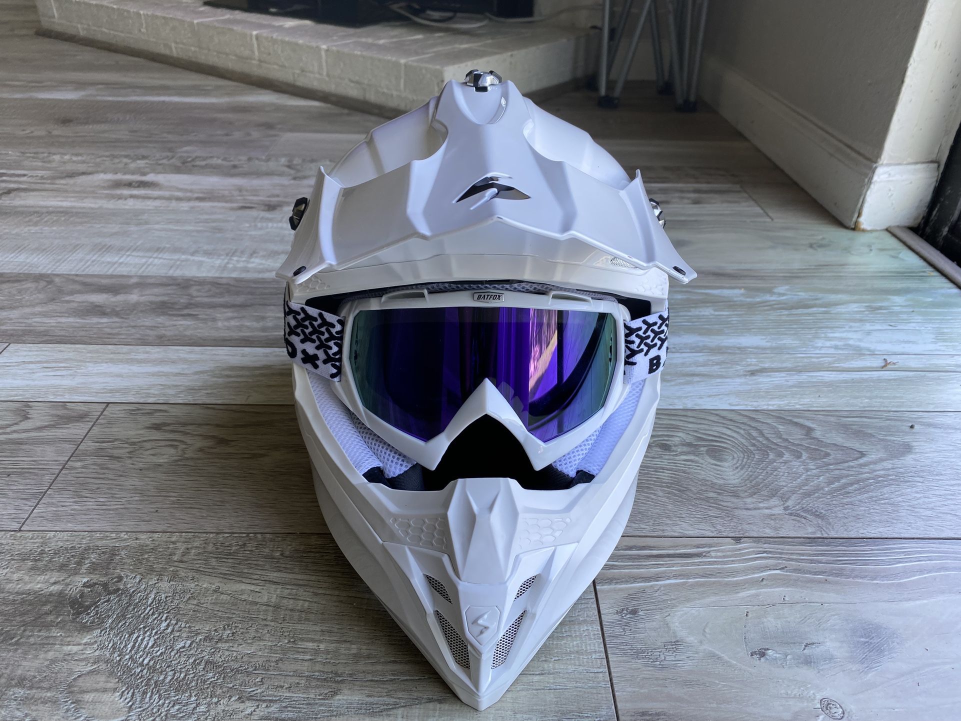 Purple & White Dirtbike Helmet