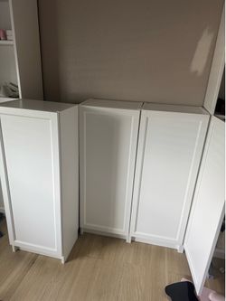 3 BILLY Bookcase, white, 15 3/4x11x41 3/4 with removable doors