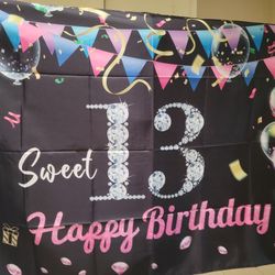 Sweet 13th Birthday Backdrop 