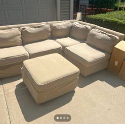 Pottery Barn 3-Piece Sectional Couch + Ottoman