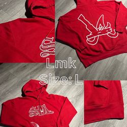 SDL Red Hoodie Size L Rhine Stones
