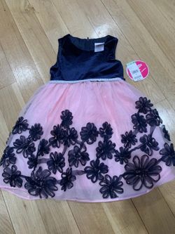3T Toddler Dress Navy Blue And Baby Pink Nannette Dress