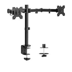 VIVO Dual Monitor Desk Mount, Heavy Duty Fully Adjustable Steel Stand, Holds 2 Computer Screens up to 30 inches and Max 22lbs Each, Black, STAND-V002