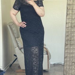 NWT elegant Wild Fable lace black maxi dress size L