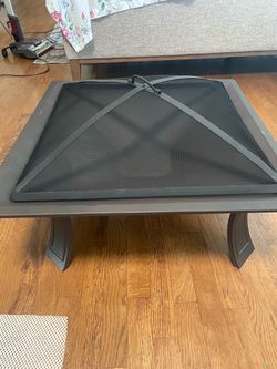 Square Metal Outdoor Fire Pit with Mesh Cover