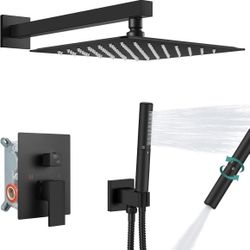 Aolemi Shower Faucet Set, High Pressure Shower System with 2-in-1 Handheld Sprayer, Wall Mount Fixture Combo with Rough-in Valve, 16 Inch Shower Head,